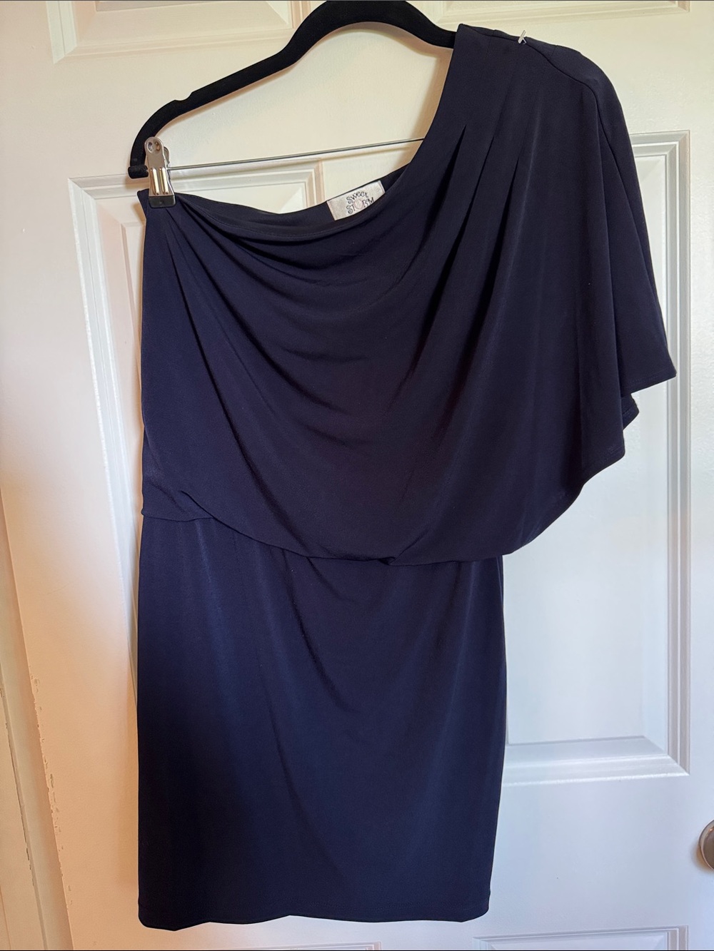Sweet Storm One-Shoulder Navy Cocktail Dress